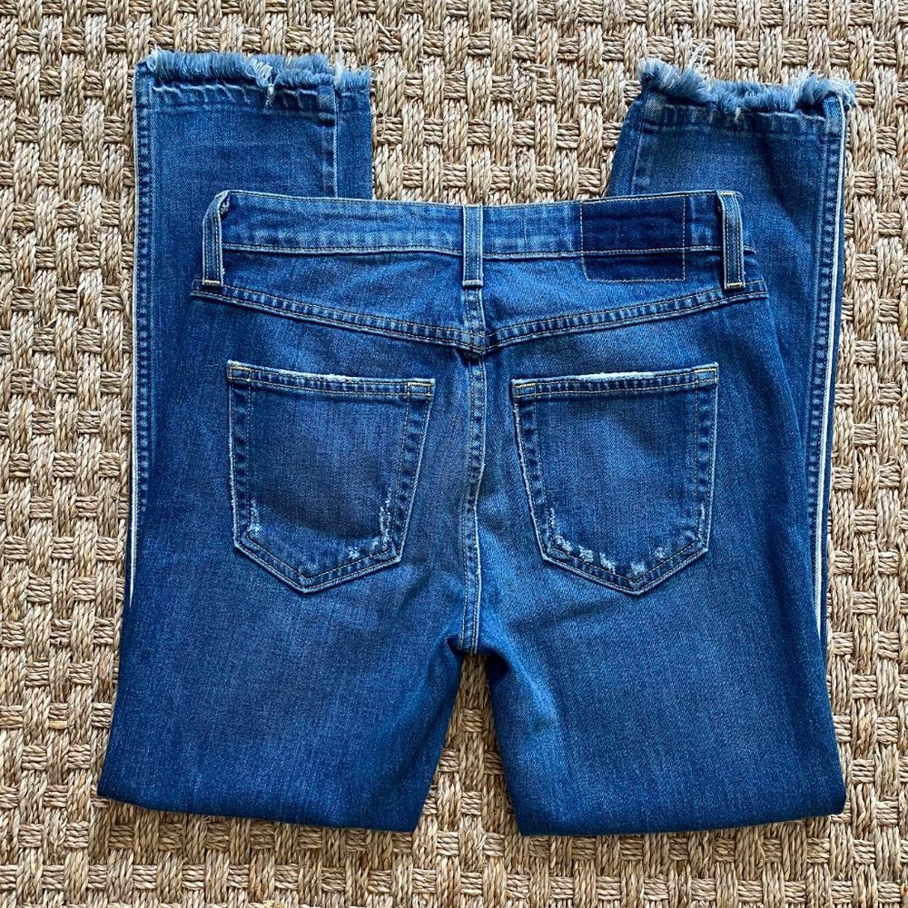 AMO Babe in Old School High Rise Ankle Distressed Jeans Side Piping size 26 - Picture 2 of 8
